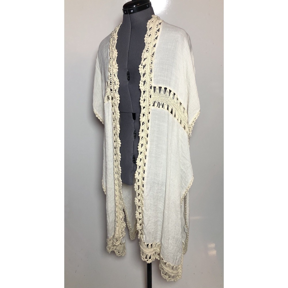 Altar'd‎ State Boho Crochet Lace Kimono Cardigan Ivory Festival M - Picture 4 of 13